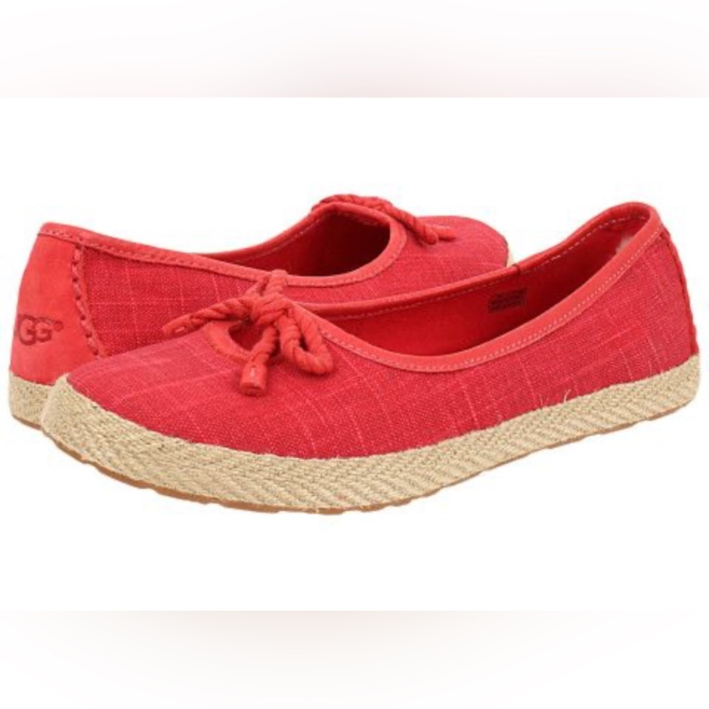 UGG Red Syleste Espadrille Flats with bow and Jute Sole
